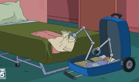A robotic suitcase packs itself.