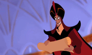 Jafar unrolling a scroll.