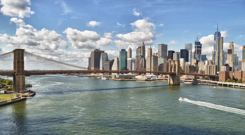 The state is giving student in New York free college education; this is the New York City skyline.